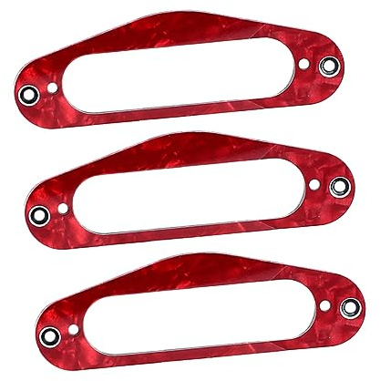 GOOHOCHY 3 Stück Pickup Halterungsring für Tl Stil Gitarren Single Coil und Flat Humbucker Pickup Ringe mit Schmalem Loch Rot