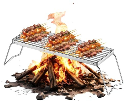 Uhngw Rejilla Barbacoa | Rejilla Plegable Exterior - Plancha Acero Inoxidable para Carne Pollo Verdura Pescado Seta Camping