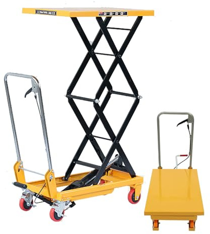 Mesa Elevadora de Tijera Hidráulica, Plataforma Manual Plegable, Carro Elevador Duradero, para Entrega y Almacenamiento,150KG