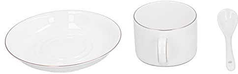 QWUUYEC 4 Set Coffee Cup Set, High Bone China Tea Mug with Saucer and Spoon, 160ml White Cups - Heat Preservation, Microwave Safe, Stylish Home Kitchen Drinkware