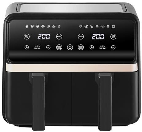 8L Air Fryer - Dual Air Fryer 2200W Energy-Saving Cooker with 11 Cooking Functions - Extra-Large Capacity for Healthy Meals - Roast, Bake, Dehydrate, Crisp - Family Size