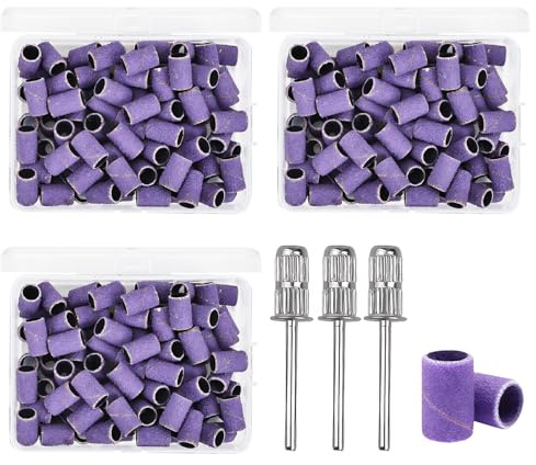 300 Pcs Embout Emeri Embout Ponceuse Ongles #180 Violet Convient Pour Nettoyer Les Cuticules Polir Façonner Couper Limer Les Ongles Et Retirer Tous Types De Vernis À Ongles avec 3 Pcs Roulements