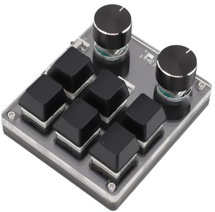Acouto USB Mini 6 Tangentbord med 2 Knoppar Röd Omkopplare Programmerbar Anpassad Minimakro Enhands Knappsats med en Hand Knappsats för Spel Ett för Att Kopiera/klistra In/ta Bort Kan Minska