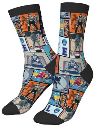Mshutbna Hockey Kids Socks Novelty Crew Socks 6-10 Years Girls Boys Running Cycling Hiking Sports