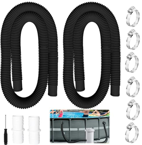 Nzkeuf 2 Stück Poolschlauch 32mm, 1.5m Schwimmbadschlauch mit 6 Schlauchschellen und 2 Schlauchverbinder, Schlauch für Poolpumpe, Poolpumpenschlauch, Poolfilterschlauch für Schwimmbecken Pools