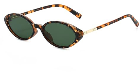 LJCZKA Gafas de Sol Ovaladas Retro para Mujer Hombre Gafas Pequeñas de Moda Ojo de Gato Años 90 Protección UV400