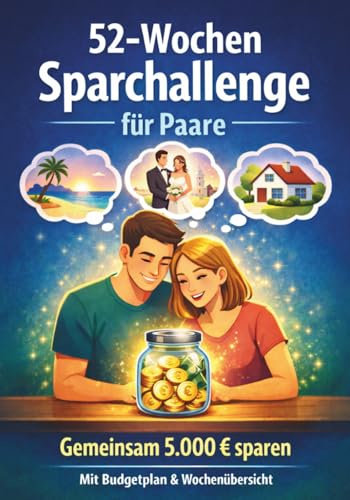 52-Wochen Sparchallenge für Paare, 5.000€ sparen leicht gemacht | Budgetplaner & Haushaltsbuch