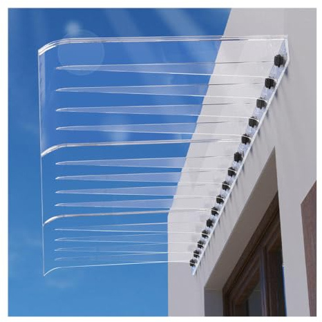 Marquesina Invisible para Puerta de Entrada,Invisible para Puerta de Entrada,Reforzada de Policarbonato 3,5 mm,Arqueada,Resistente al Viento,para Tejado, Porche(W55*L240cm/W 21.6*L94.4in)