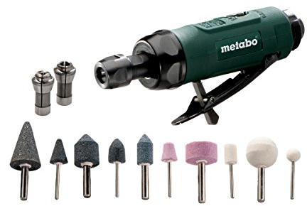 metabo Druckluft-Geradschleifer DG 25 Set - 25.000 U/min, 6,2 bar Arbeitsdruck - Kompakt & leistungsstark, ideal für Metallbearbeitung, präzises Schleifen, Gravieren & Fräsen - Inkl. Kunststoffkoffer