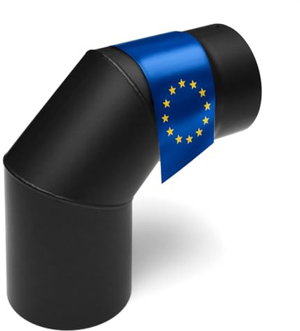 raik Rauchrohrbogen 90° 3-telig Ø130 mm einseitig gezogen Stahlblech 2 mm einwandig Senotherm Schwarz hitzebeständig bis 600 °C Made in EU