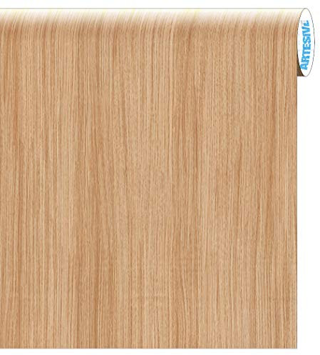 ARTESIVE WD-004 Rovere Chiaro Opaco 90 cm Larghezza AL METRO LINEARE - Pellicola Adesiva in vinile effetto legno per interni per rinnovare mobili, porte e oggetti di casa