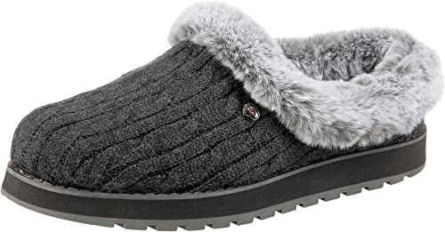 Skechers BOBS Women's Keepsakes - Ice Angel Slipper, Charcoal, 8.5 M US