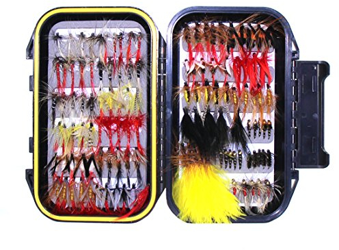 120 Stück Fliegen Form Angeln handgebunden Fliegen Forellen Köder Angel Imitate Kunstköder Saibling mit wasserdichte Box