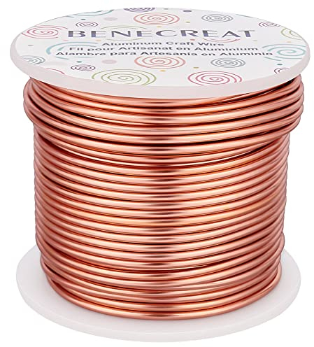 BENECREAT 12 Gauge(2mm) Aluminum Wire 100FT(30m) Anodized Jewelry Craft Wire for Bonsai Trees, Modelling, Floral, Arts Crafts Making - Copper