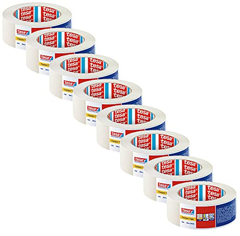 tesakrepp 4348 Standard Malerband - 8er-Pack - Hellbeige - 50 m x 38 mm | Abdeckband zum Abkleben bei Malerarbeiten - lösungsmittelfrei und bis zu 7 Tage lang rückstandslos entfernbar