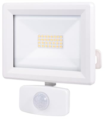 Projecteur LED Blanc 20W, 1880 lumens,IP65, 4000K Blanc-neutre, détecteur de mouvement 3 réglages, connecteur rapide, fixation orientable 3D - Tibelec
