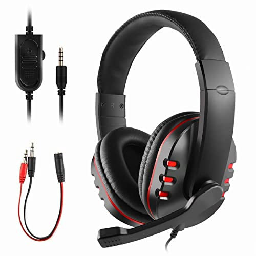 Gaming Headset for Ps-4 Xbox One S 3.5mm Wired Over-head Stereo Gaming Headset Headphone with Mic Microphone, Volume Control for Ps-4 PC Tablet Laptop Smartphone Xbox One S