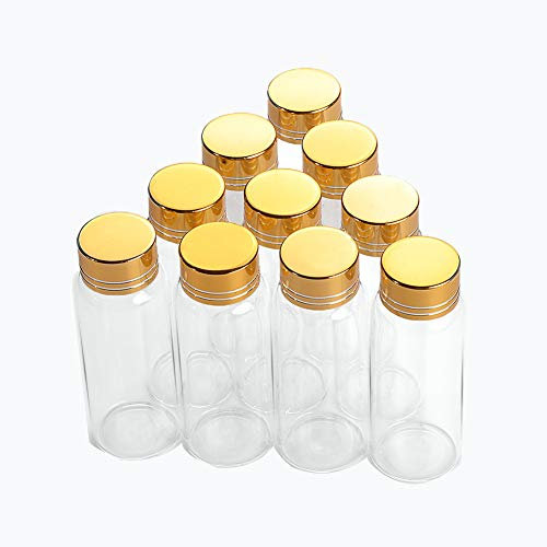 24pcs 25ml La Jolie Petite Bouteille en Verre, la Bouteille en Verre est Transparente,Le capuchon est en aluminium doré,C'est très beau. (25ml, gold)