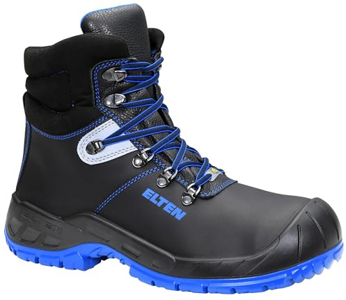 ELTEN Sicherheitsschuhe Alessio XW Mid ESD S3S, Damen und Herren, Leder, Stahlkappe, leicht, robust 42, Schwarz-Blau
