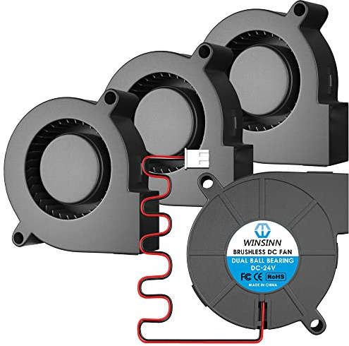 WINSINN 5015 Lüfter 24 V, 3D-Drucker 24 Volt Lüfter Gebläseturbine Turbo Doppelkugellager, 1000 mm/39 Zoll Kabel Bürstenlose Kühlung 50 mm x 15 mm 2 PIN (4er Pack)