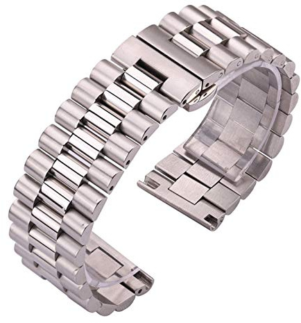 ZXF Uhrenarmbänder, Edelstahl-Uhrenarmbänder Armband Frauen Männer Silber festen Metall-Uhrenarmband 16mm 18mm 20mm 21mm 22mm Uhrenzubehör Armband (Band Color : Silver, Band Width : 18mm)