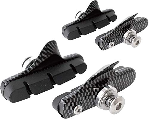 GORIX Fahrradbremsbeläge 4 Stück (2 Paar) Bremsschuhe (Gottsustop) (Carbon-Muster (Kartusche))
