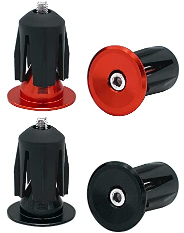 QitinDasen 2 Paar Lenkerstopfen Endstopfen, Fahrrad Lenker Endkappen, für Rennrad, MTB, BMX (Rot + Schwarz)