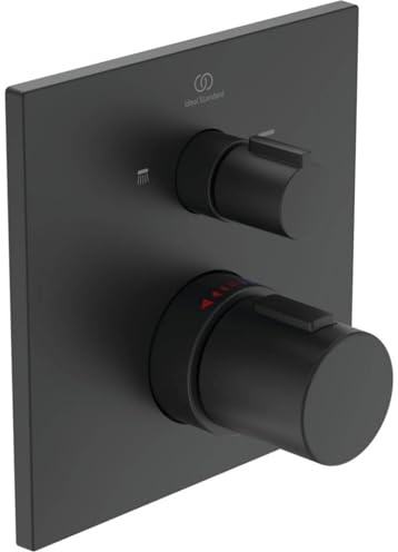 Ideal Standard A7522XG Ceratherm C100 Wannenthermostat Badethermostat Unterputz, Wannenarmatur mit Temperatursperre bei 40° C, Thermostat für die Badewanne, Schwarz (Silk Black)