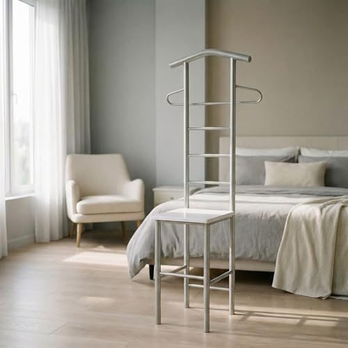 CARO-Möbel JIVO - Perchero para caballero (121 cm, con percha para pantalones), color blanco