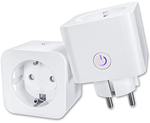 ANTELA Enchufe Inteligente Wifi 16A 3680W con Monitor de Energía, Compatible con Alexa y Google Home, Control Remoto por Smart Life, Programable con Temporizador,2pcs