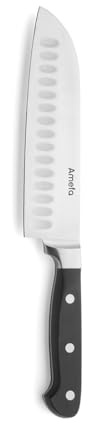 Amefa Premium Santoku Messer 7 | Mehrzweck Küchenmesser Scharf | Santokumesser mit Kullenschliff | Kochmesser Profi Messer