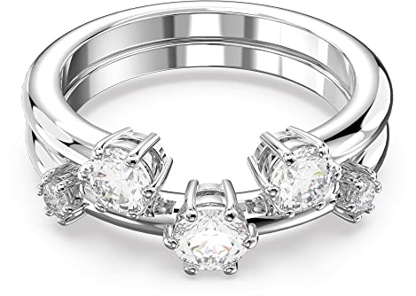 Swarovski Constella Cocktailring, Weiße Zirkonia-Kristalle in Rhodinierter Fassung
