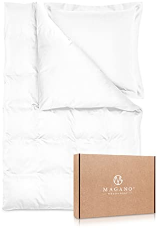 Magano® Luxus Bettwäsche-Set - Bambus & Baumwolle Satin - 400 TC Premiumqualität (Pure White, 135x200 cm + 40x80 cm)