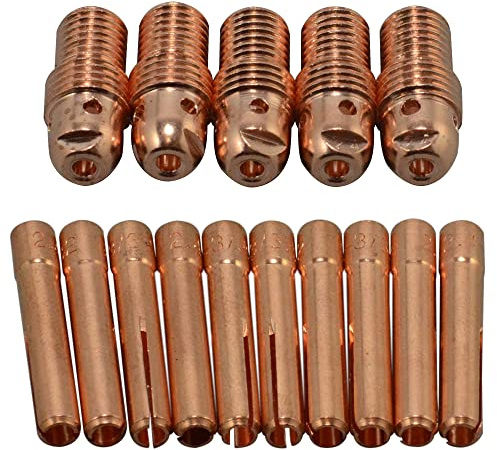 RIVERWELD WIG Schweißzangenkörper 13N28 13N23 2,4 mm 15 Stück | 3/32 Sortiment an Größen passend für SR WP 9 20 25 WIG-Schweißbrenner