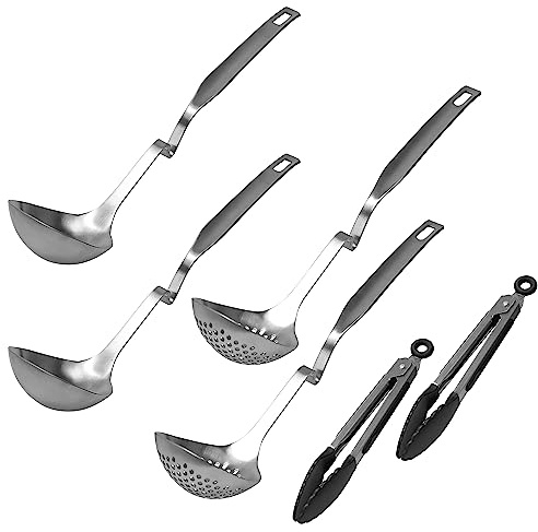 Hot Pot Ladle and Strainer Set – Shabu Shabu Utensils, Hotpot Accessories Kit, Stainless Steel Scoops and Spoons for Hot Pot (Set of 2)