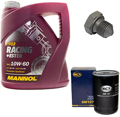 Motoröl Set Racing+Ester 10W-60 4 Liter + Ölfilter SM107 + Ölablassschraube 03272