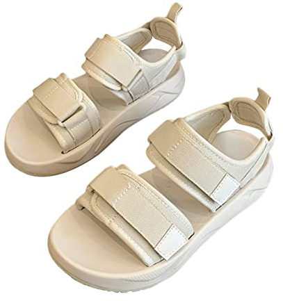 ITODA Scarpe per diabetici da donna pantofole gonfie extra larghe comode scarpe per anziani traspiranti sandali aperti antiscivolo edema gonfio scarpe da interno pantofole estive, Beige, 37.5 EU