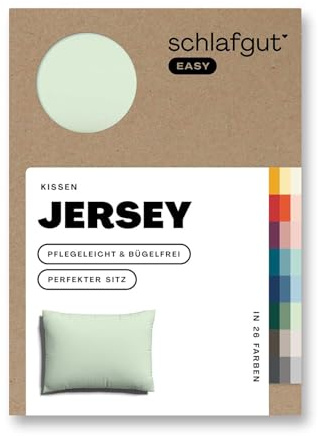schlafgut Easy Jersey Kissenbezug 40x60 cm 100% Baumwolle, Green Light | Kopfkissenbezug, Kissenhülle, Grün, Jersey, Ton-in-Ton Reißverschluss, bügelfrei, OEKO-TEX, atmungsaktiv