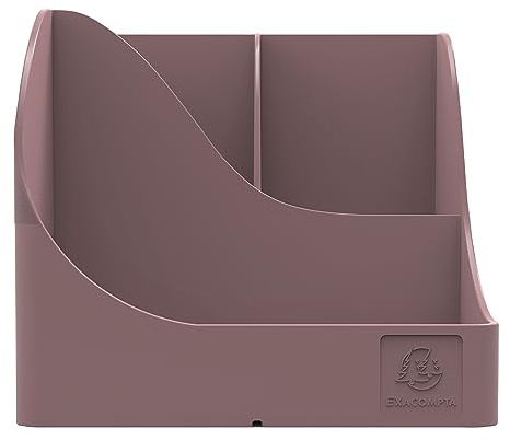 Exacompta 69538D Stifteköcher Pen Wave Skandi aus Reycling-Kunststoff mit 5 Fächern. Zur Aufbewahrung von Kugelschreibern und anderen Schreibwaren Blauer Engel Stiftebox Stiftehalter Altrosa