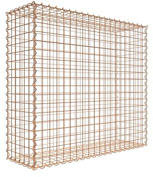 Rostige Gabione 100 cm x 90 cm x 30 cm (L x H x D), maskstorlek 5 cm x 5 cm, spiral