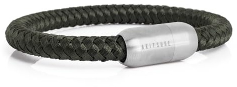 Akitsune Portus Segeltau Armband | Magnetischer Kapselverschluss Armschmuck Damen Anker Herren Maritim - Silber