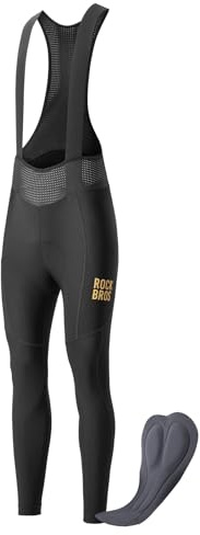 ROCKBROS Salopette da Ciclismo da Uomo, Imbottite, Termiche, Invernali, Lunghe, Fredde, da Ciclismo, Nero, M