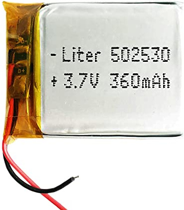 Batterie 502530 LiPo 3.7V 360mAh 1.332Wh 1S 5C Liter Energy Battery pour l'électronique Rechargeable Téléphone Portable Smartwatch GPS - Ne Convient Pas à la Radiocommande 32x25x5mm (360mAh|502530)
