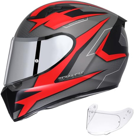 TRIANGLE Motorcycle Helmets Full Face Helmet for Adult Men with Sliver and Clear Visor DOT Approved