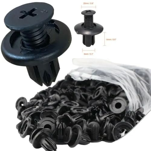5/100 pezzi Rivetti in plastica con foro da 8 mm per auto, clip di fissaggio, rivestimento per portiera del veicolo automatico nero Clip di fissaggio del fermo del pannello