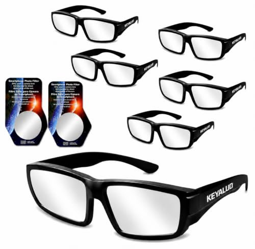 Gafas para Eclipse Solar – ISO 12312-2:2015(E) y CE certificadas, 6 Unidades de anteojos de plástico Duradero para visión Directa del Sol
