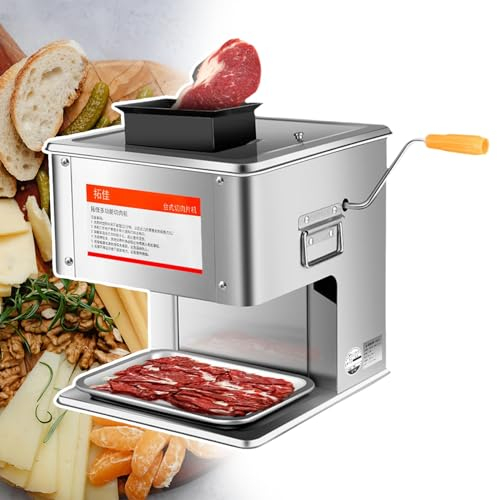 Stainless Steel Meat Grinder,Commercial Meat Slicer,Multiple Optional Blade Modules, Electric Or Hand Crank,Cut Meat with Large Capacity of 150 Kg/H,Removable Knife Set,Easy to Clean,7mm