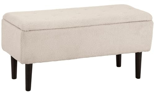 HOMCOM Panca Fondoletto con Vano Contenitore da 57L, Panca Contenitore in Poliestere per Camera da Letto e Ingresso, 95x38x45cm, Beige