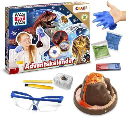 CRAZE WAS IST WAS Wissenschaft Adventskalender 2025 Kinder – Spielzeug-Adventskalender mit Experimenten für Kinder, Weihnachtskalender für Mädchen & Jungen ab 8 Jahren