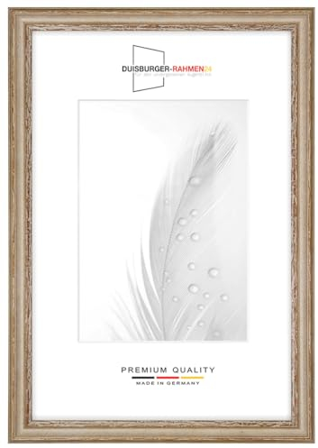 Massiv Holz Bilderrahmen Vintage Retro 33 x 98 cm in Beige-Braun | inkl. bruchsicherer Anti-Reflex Kunstglasscheibe | Rahmen für Poster | Puzzle | Foto collage DR084